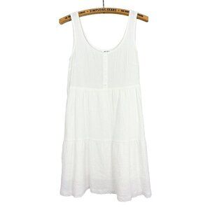 Mittoshop Womens White Babydoll Dress Size Small Sleeveless Cotton Lined